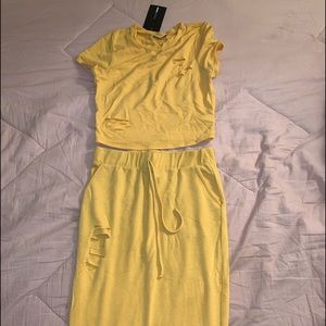 Fashion Nova Midi skirt and crop top 2 piece set